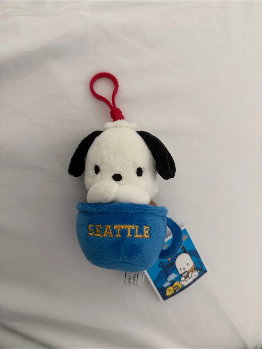 Sanrio Pochacco Seattle Clip Plush Toy | Kinokuniya Seattle Exclusive